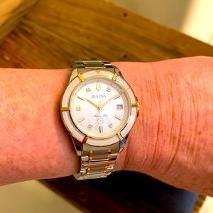 Bulova silver with gold watch